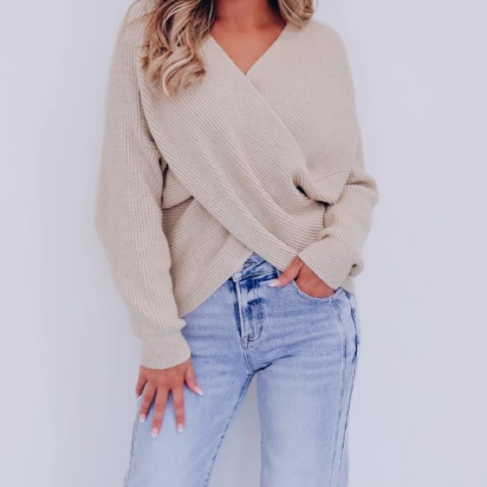 Kerry crossover Dolman sleeve sweater - beige NWT size medium